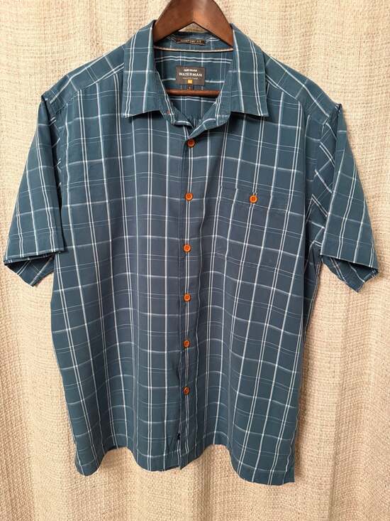 Quiksilver Other - Quiksilver Waterman Collection Comfort Fit Plaid Short Sleeve Shirt Blue Large